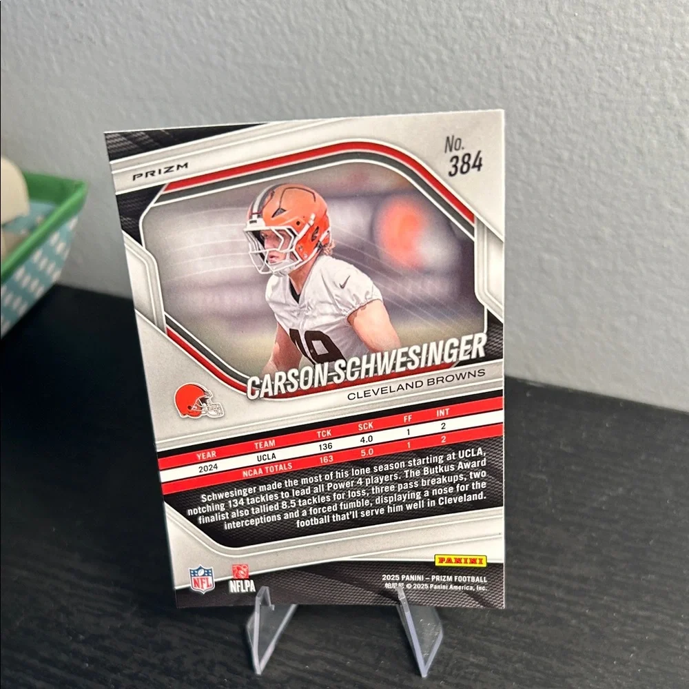 Carson Schwesinger White Disco Prizm Rookie Card NFL Cleveland Browns - Picture 2 of 2